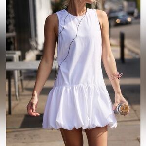 White Sleeveless Bubble Hem Dress